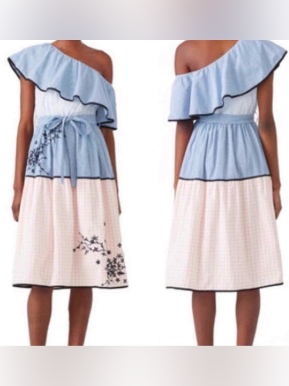 HEMANT & NANDITA Off Shoulder, Tiered Gingham Dress